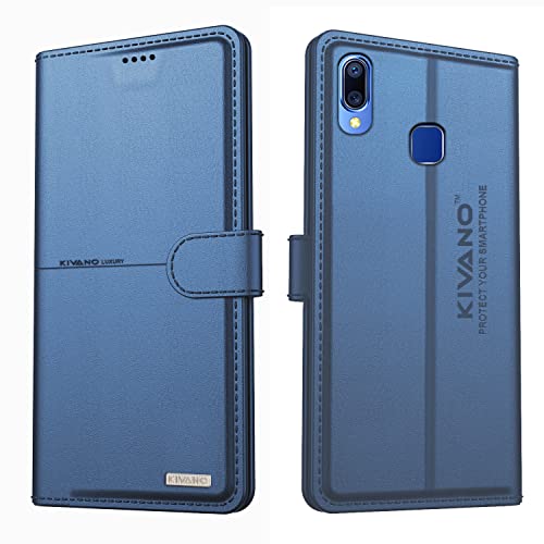 Image of KIVANO Vivo Y95 / Y91 / Y93 Professional Series Wallet Case | Luxurious Design | Premium | PU Leather Flip Case Back Cover - Dark Blue