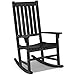 COSTWAY Fauteuil à Bascule en Bois d'Acacia, Chaise Berçante de Relaxation Extérieur avec Accoudoir Élargi et Dossier Haut, Design pour Usage Extérieur (Noir)