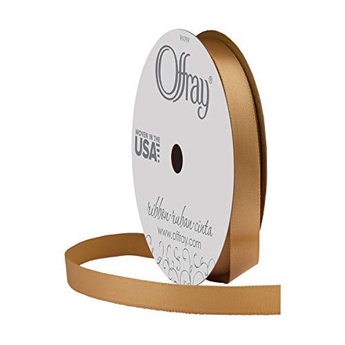Image of Offray 978597 3 /8 inch Wide Single Face Satin Ribbon, Old Gold Yellow, 6 Yds