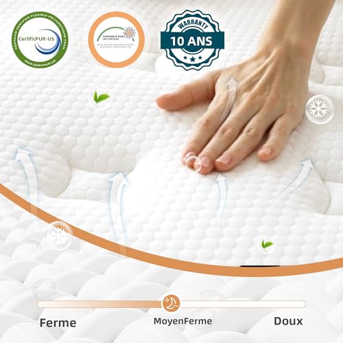Bednew Materasso 90x200 cm con Molle Insacchettate Indipendenti e Strato di Memory Foam, Modello Supporto Attivo Ibrido 31 cm, 7 Zone per Sollievo Schiena, Zero Disturbo Partner, 101 Notti