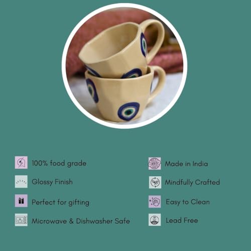 Image of WEAVING HOMES Evil Eye Mug & Handmade Dessert Plate (Set of 2)