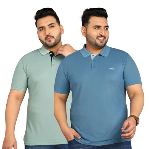 Image of INKKR Plus Size Men's Regular Fit Solid Polo Tshirt