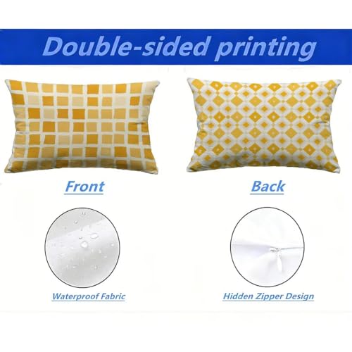 Housse de coussin extérieur 40x70 cm lot de 2 orange aspect lin imperméable