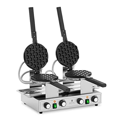 Royal Catering RCWM-2800-B Bubble Waffeleisen 2 x 1400 W 50-250 °C Timer: 0-5 min Waffeleisen Waffelmaschine Waffelautomat