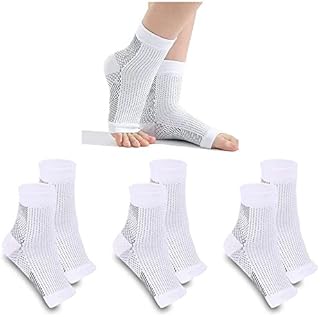3 Pairs Neuropathy Socks for Women and Men, Soothe Socks Compression Socks, Soothe Socks for Neuropathy Pain, Swelling, Edema, Post Surgery, Foot Ankle Arche Heel Support, White, L/XL