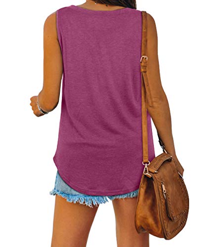 Womens Tank Tops V Neck Loose Fit Basic Casual Soft Sleeveless Tops Purple Xl #TOP4