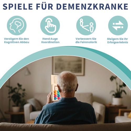Spiele für Demenzkranke – Demenz Beschäftigung aus Holz, Farb-Memory Gedächtnisspiel mit 12 Karten, Aktivierung & Demenz Aktivitäten für Senioren, Motorik & Erinnerungstraining, leicht greifbar