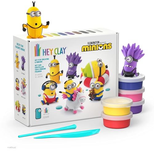 HEY CLAY Minions Set 15 Dosen lufttrocknender Knete mit Modellierwerkzeugen und lustigen interaktiven Anleitungen