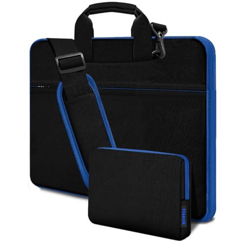 HSEOK Bolso Bandolera para Portátil de 15,6 16 pulgadas,Maletín Duradero y Resistente a Golpes con Múltiples Bolsillos y Correa para la mayoría de Portátiles de 15