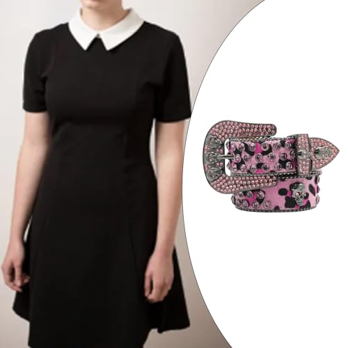 Rhinestones Studded Belt Aesthetic Skull Belt Fashion Pants Girl Waistband Western PU Waiststrap For Shorts Punk2