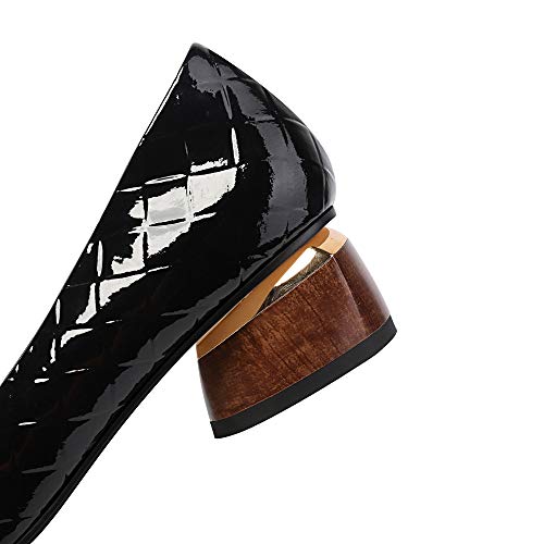 Image of TinaCus Women's Patent Leather Pointed Toe Handmade Low Chunky Heel Fashion Loafer Shoes with Buckle