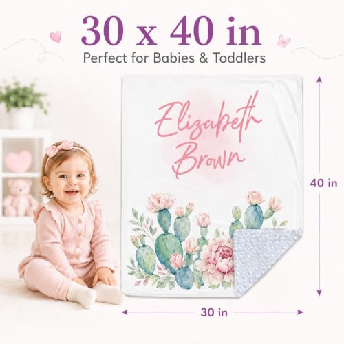 Image of Personalized Baby Blanket for Girls, Custom Nursery Blanket with Name, 30 x 40 Inch Soft Minky Blanket for Baby Toddlers, Newborn Print 16