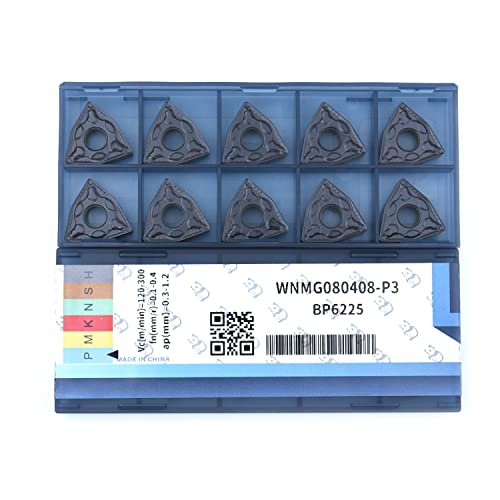 CDBP Insertos de Carburo de CNC WNMG080408 WNMG432 - mecanizado universal de acero, plaquitas de torneado -recubrimiento TiN, 10 piezas