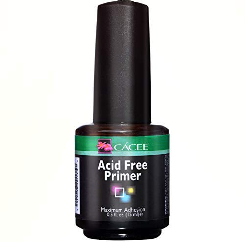 Nail Primer For Acrylic Nails, Acid Free No Burn 0.5 oz by Cacee, Low Odor, Polish for UV/LED, Use On Natural Nails Before Color Gel Polish & Acrylics, Protect & Strengthen