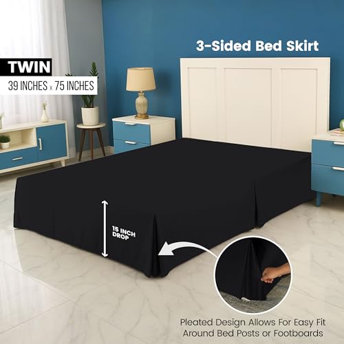 image for Utopia Bedding Twin Bed Skirt - Soft Quadruple Pleated Ruffle - Easy F