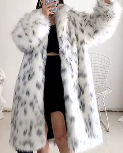 CHARTOU Women's Luxury Fluffy Faux Fur Leopard Open Front Cardigan Long Coat Outwear4