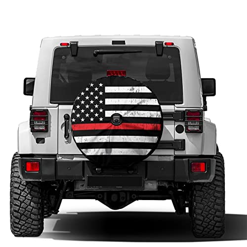 Image of Delerain Spare Tire Cover with Backup Camera Hole Black White American Flag Wheel Covers Waterproof Dust-Proof UV Sun Universal Fit for Trailer RV SUV Truck (17 Inch for Diameter 31 inch-33 inch)