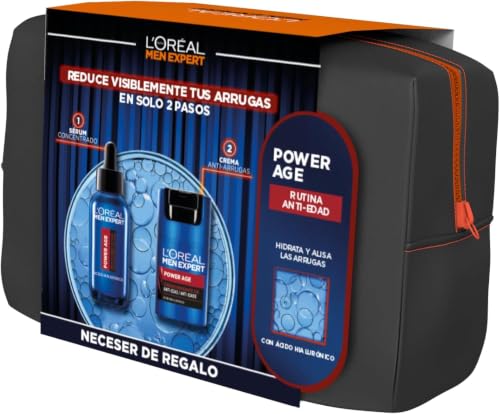 L'Oreal Paris Men Expert Pack de Rutina Anti-Edad POWER AGE Ácido Hialurónico para Hombre con Sérum Concentrado + Crema Anti-arrugas