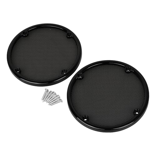 Image of Black Rear Speaker Trim Grill Cover for Harley Touring Electra Glide FLHTC 1996-2013 Street Glide FLHX 2006-2013, ABS Plastic Trim Ring+Metal Mesh