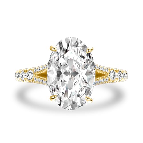 3.5 Carat Oval Cut Engagement Ring with Split Shank, 5A Cubic Zirconia Promise Ring for Women in Sterling Silver
