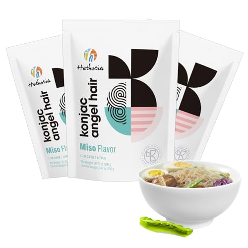 Image of Hethstia Shirataki Konjac Angel Hair Pasta, 6 Packs Miracle Noodle, Low Carb Instant Miso Soup Konjac Ramen, 61.38 Oz Holiday Gifts,Keto Friendly