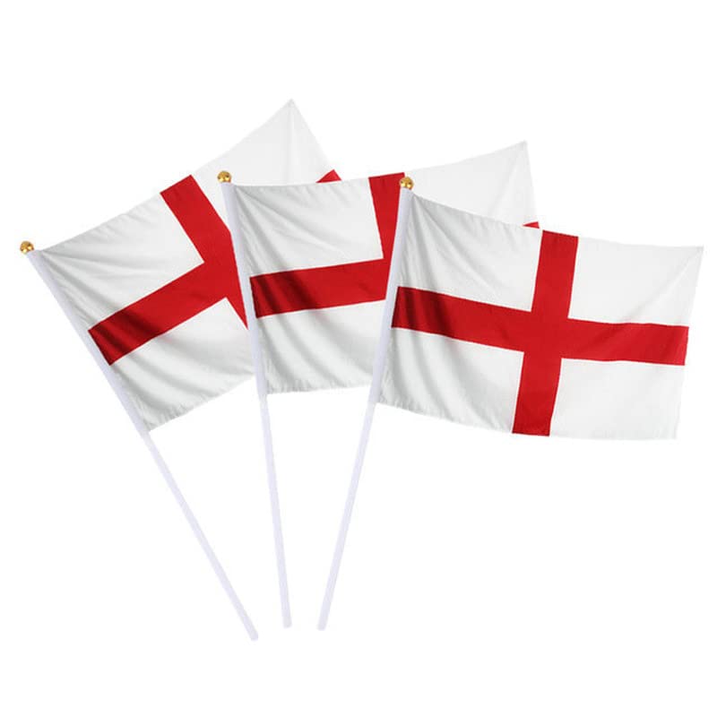 50 Pieces Small England Stick Flag Hand Held Bunting Flag St George’s Day English Supporter Sports Waving Flag Football Fans Festival Celebration Party Angles Parades 14x21cm National Day - Image 2