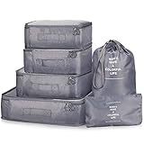 Packing Cubes VAGREEZ 6 Set Ultralight Travel Luggage Organizers with Heavy-duty Zippers for Carry on Backpack and Suitcase