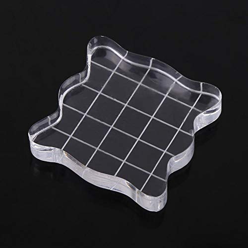 Fdit Stamp Blocks Acrylic Clear Stamping Blocks Acrylic Stamp Block with Grid Lines for Scrapbooking Crafts Making(7.5 * 7.5cm)