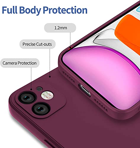 Image of DIZORO Liquid Silicone Case Compatible with iPhone 11 6.1 inch(2019), Gel Rubber Full Body Protection Cover Case Drop Protection Case (Square-Wine RED)