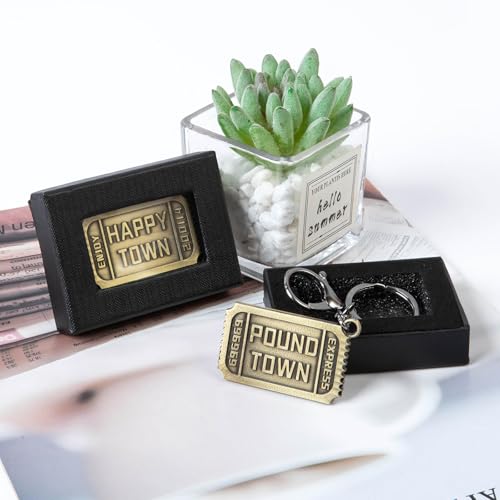 Pound Town Ticket Keychain Ticket to Happy Town Keychain Gift for Birthday Anniversary Valentine's Day, Backpack Charms Car pendant Keyring for Men Women Date Night Gift