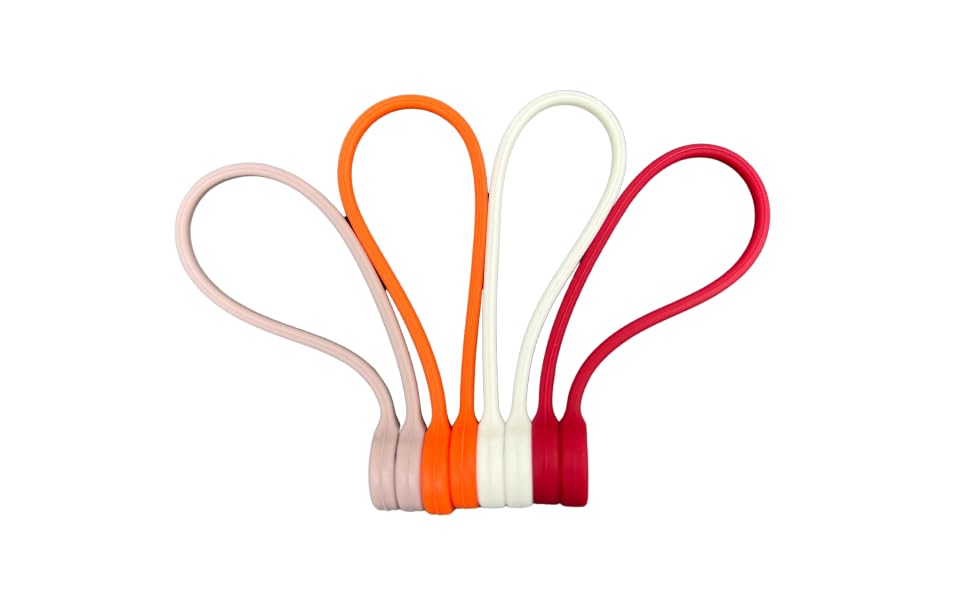 Image of Loki Reusable Silicone Strong Magnetic Cable Ties Magnetic Twist Ties for Bundling and Organizing, Multipurpose Cable Organiser | Set of 4 Colors