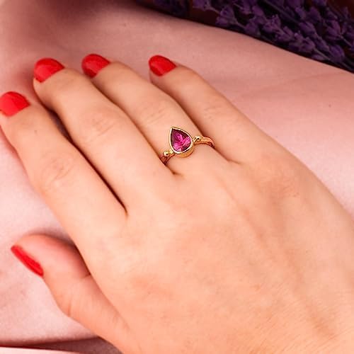 Rubin Ring, Rubin Frau Ring. Birne Rubin Ring. Gold plattiert Silber Rubin Ring. 925 Sterling Silber Rubin Ring. 24K Gold plattiert Silber Rubin Ring.