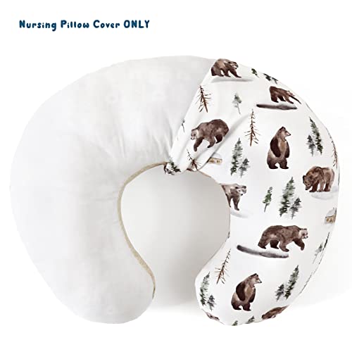Image of GRSSDER Nursing Pillow Cover Stretchy Minky Removable Nursing Covers for Breastfeeding Pillows, Ultra Soft Comfortable Slipcover for Boy and Girls, Jungle Bear /Rainbow