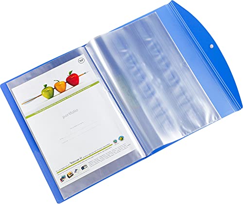 Image of Worldone FC (Foolscap Size) | Multi-Utility Document Folder | 40 Top-Loading Sleeves | Snap Button Closure | Durable 0.75mm Virgin PP Sheet | Ideal for Office, School & College | Blue (Pack of 2)