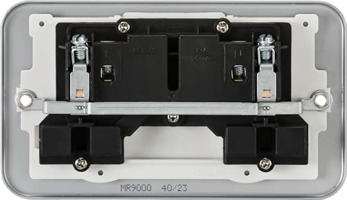 Knightbridge Metal Clad 13A 2G DP Switched Socket with neon, Grey - Image 3