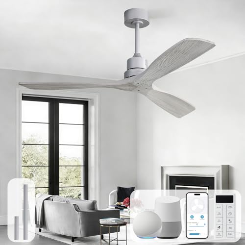 Image of Sofucor Smart Ceiling Fan no Lights, 52 inch Low Profile Ceiling Fans with Remote, Compatible with Alexa /Google /App, 6-Speed Timing Reversible DC Motor for Bedroom Living Room Patio Indoor Outdoor