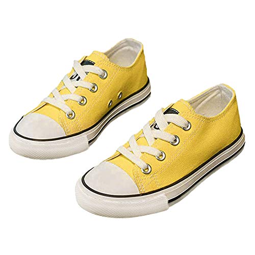 iFANS Boys and Girl Low Top Canvas Kids Lace up Sneakers Yellow