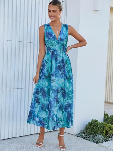 Image of Flessibili Women's Sleeveless Floral Maxi Dress 2026 Sundresses Spring Summer Wedding Guest