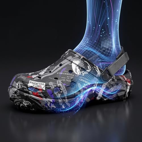 Image of FLIOZY Men's Camouflage Garden Clogs Comfortable Non-Slip Beach & Pool Mules, Lightweight Athletic Outdoor Sandals with Adjustable Back Strap
