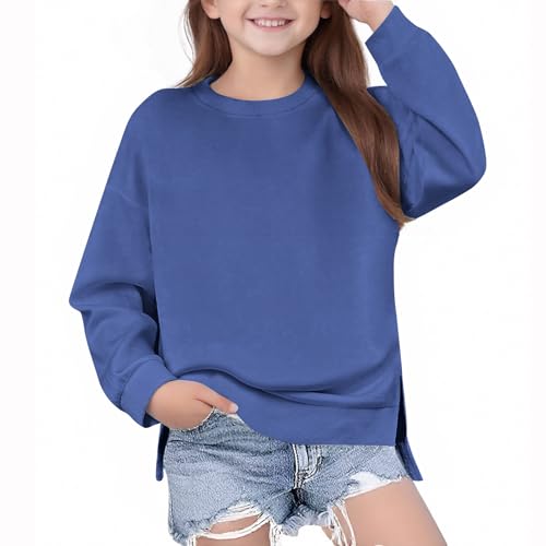 Girls Boys Fleece Sweatshirt Crewneck Long Sleeve Cotton Pullover Kids Solid Casual Sweatshirts Sweater 6M - 14Y