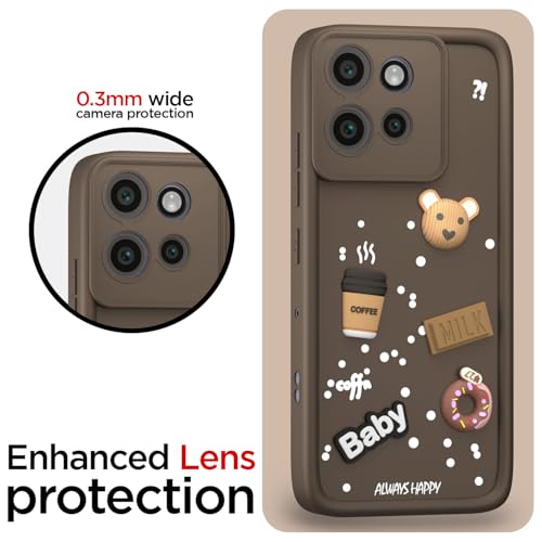 Image of Outlouders Back Cover for Moto Edge 50 Neo 5G | 3D Cartoon Cute Fun Bear | Silicone Full Body Protection Bumper Case (Brown)
