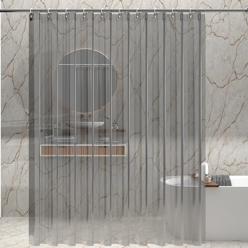 Image of Kuber Industries Polyvinyl Chloride AC Curtain|Rings & WaterProof Material|Size 274 x 134 x 1 CM (Transparent),Printed,Grommet Curtains