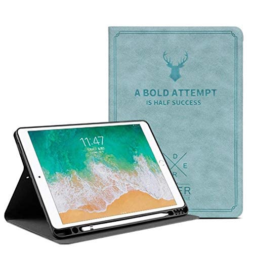 Image of MOCA Case for iPad Air 5 5th / Air 4 4th Generation Case 10.9'' 2022 /2020 [Soft Back /Pencil Holder] iPad A2588 /A2589 /A2591 /A2316 /A2324 /A2325 /A2072 iPad Smart Flip Cover Case (Aqua Blue)