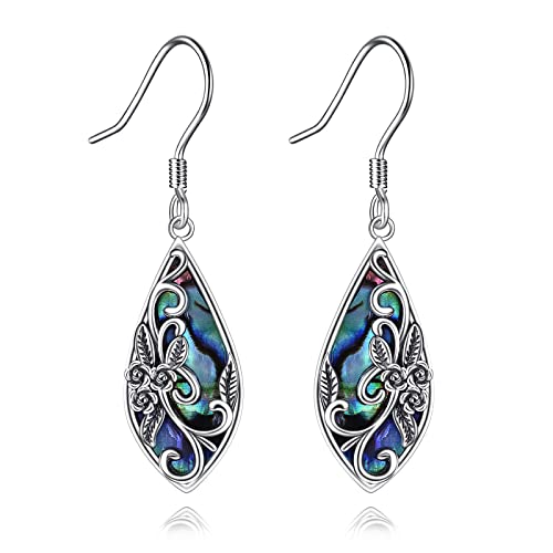Silver Earrings for Women Sterling Silver Filigree Earrings Teardrop Dangle Drop Filigree Bohemia Jewelry Gift for Women Mother Mom