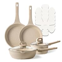 CAROTE Pots and Pans Set Nonstick, Cookware Set Non Stick, Induction Cookware Sets, Kitchen Cooking Set with Stay-Cool Handles, 10 Piece