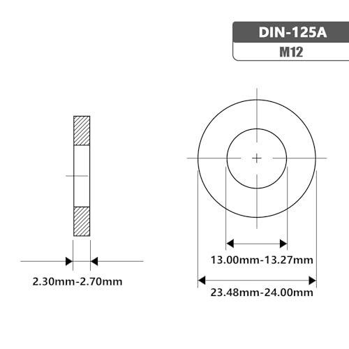 Image of M12 x 24mm OD Flat Washer, 18-8 (304) Stainless Steel Washers Flat, 20PCS