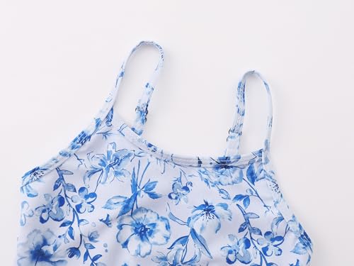 Image of Girls One Piece Swimsuits Adjustable Double Strap for Kids Palm Tree Print Toddler Bathing Suit Size 2T-10