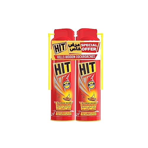 HIT Cockroach and Crawling Insect Killer Spray Pack of 2 400 ml Red