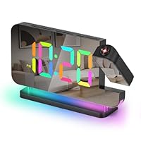 Sukeen Projection Alarm Clock,7.4 LED Mirror Digital Clocks Large Display,with 180° Rotatable Projector,RGB Night Light,USB C Port,Auto Dimmer,Desk Clock for Heavy Sleeper Bedroom Teens Adults Girl