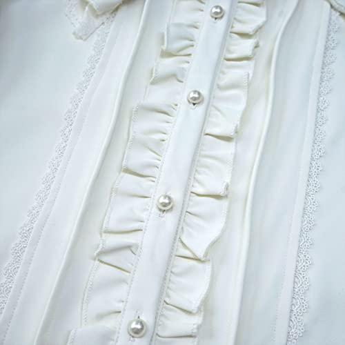 Lolita Women Ruffle Sailor Collar Blouse Shirt Kawaii Teen Bow Tie Cat Ears Fashion Button Front Junior Cute Tops4
